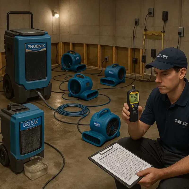 Structural Drying and Dehumidification process in Fayette County, TX